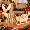 Festive Elk And Sleigh Model Wooden Christmas and Tabletop Ornament DIY Wood Art Craft