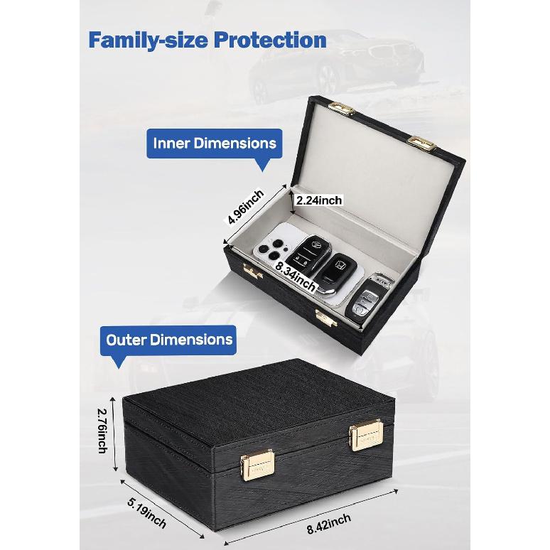 Samfolk Faraday Box & 2 Pack Faraday Bag, 8.42" X5.19" X 2.76" Faraday Key Fob Protector Cage, Signal Blocking Box Faraday Key Fob Protector Anti