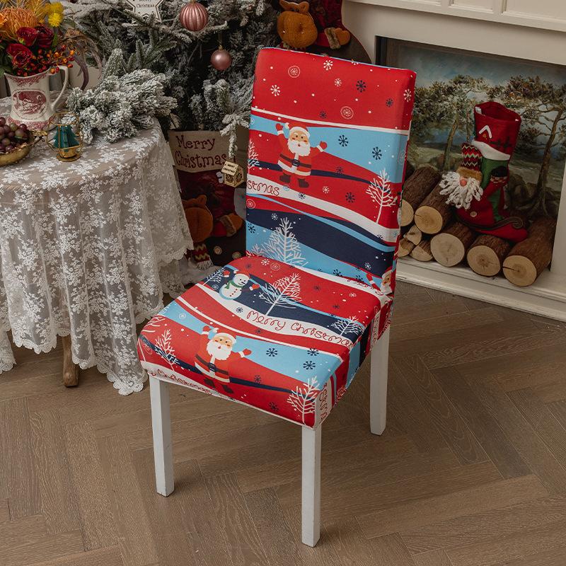 Christmas Chair Covers for Dining Room Kitchen Party Hotel Banquet Restaurant Office Stretch Seat Cover Housse De Chaise 1pc