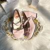 Sweet and cute lolita girl medium and high heel Mary Jane shoes round head bow light mouth one-word buckle belt jk single shoes