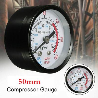 1pcs Air Pressure Gauge 1/4" BSP Thread 0-180PSI 0-12Bar 50mm New Durable