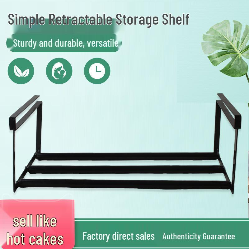 Retractable Shoe Cabinet with Dividers and Under-Hanging Baskets - Easy Install Storage Organizer.