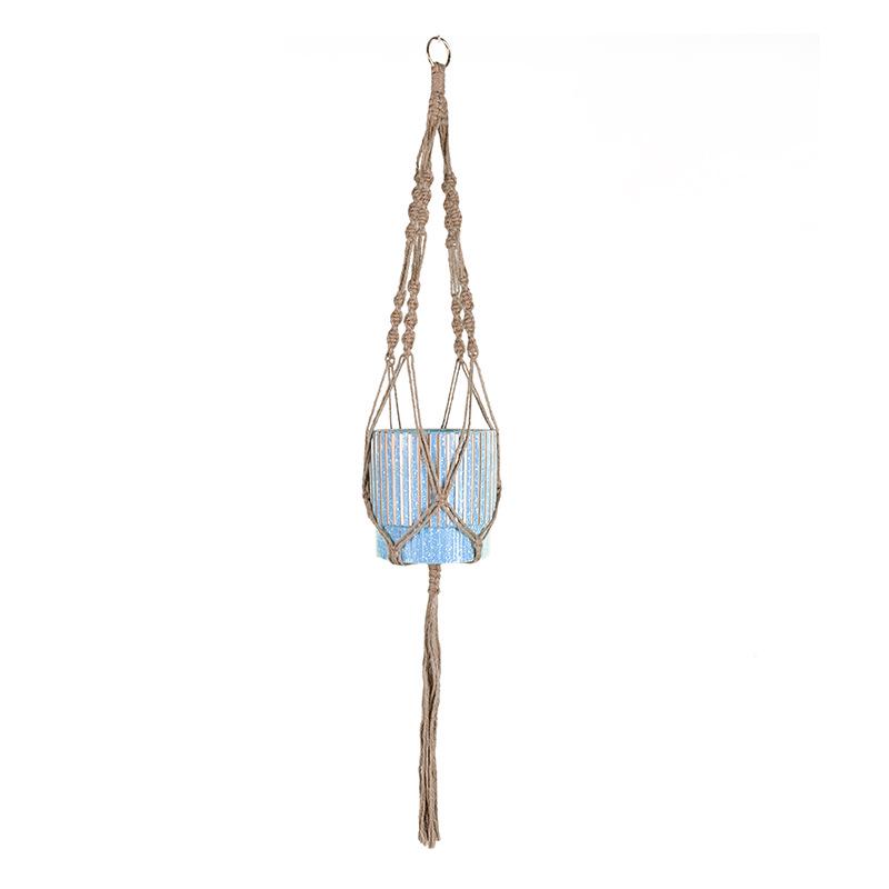 Hand-woven Bohemian Hemp Rope Hanging Basket Pendant