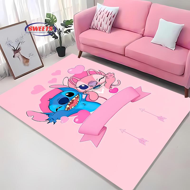 NO.3 Disney Lilo & Stitch Temalı Halı! Yatak Odası Oturma Odası Yatak Matı, Kaymaz Zarif Ev Dekorasyonu, Dayanıklı Makinede Yıkanabilir Halı