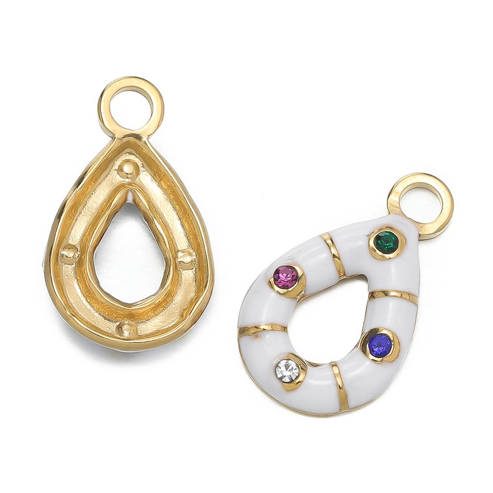 1 pièce/lot Pendentifs Triangle Ovale Cœur d'Amour Multicolores en Acier Inoxydable Pour Bracelet Collier DIY Accessoires de Bijoux