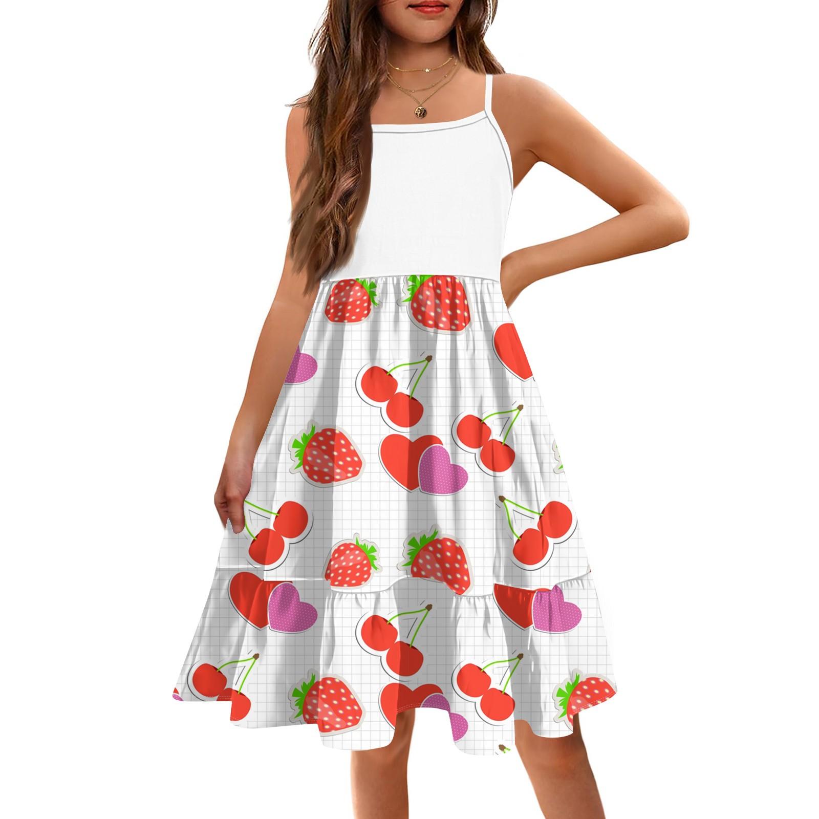 

The Summer Children Condole Girls Printed Sleeveless Cute Flower Princess Leisure Dresses 160