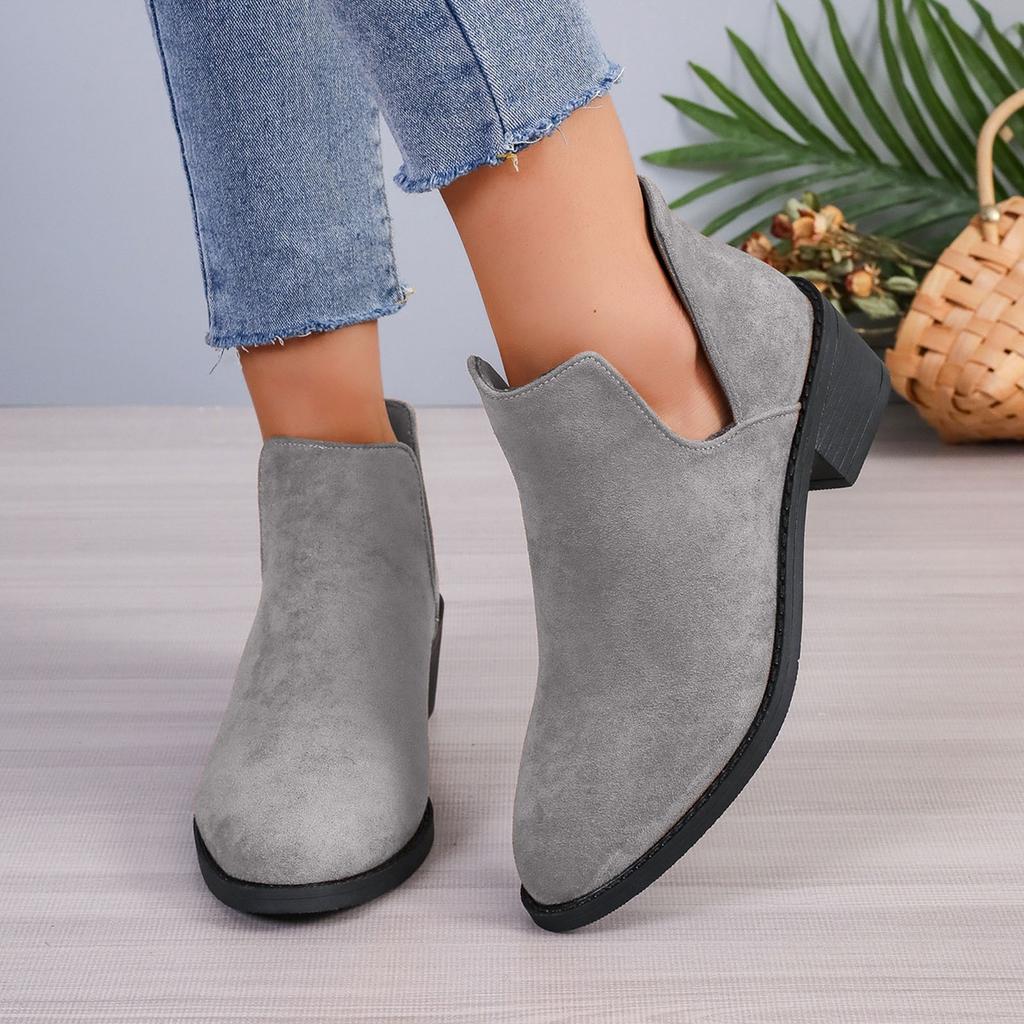 Fashion Boot for Women Women'S Fashionable Suede Pull on Zipper Low Top Casual Pointed Toe Classic Ankle Boots Boot Cut Out 36-43