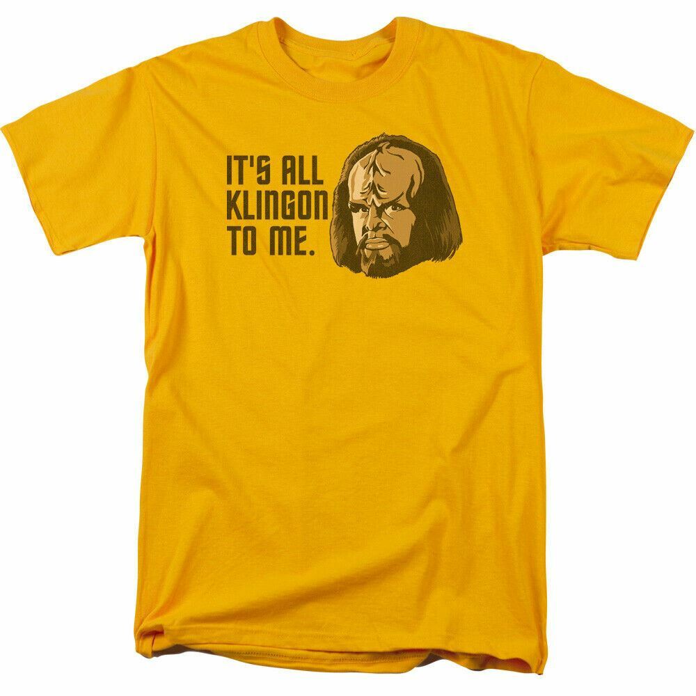 

Star Trek All Klingon T Shirt Licensed Sci-Fi TV Classic Adult Tee New Gold XXXXL
