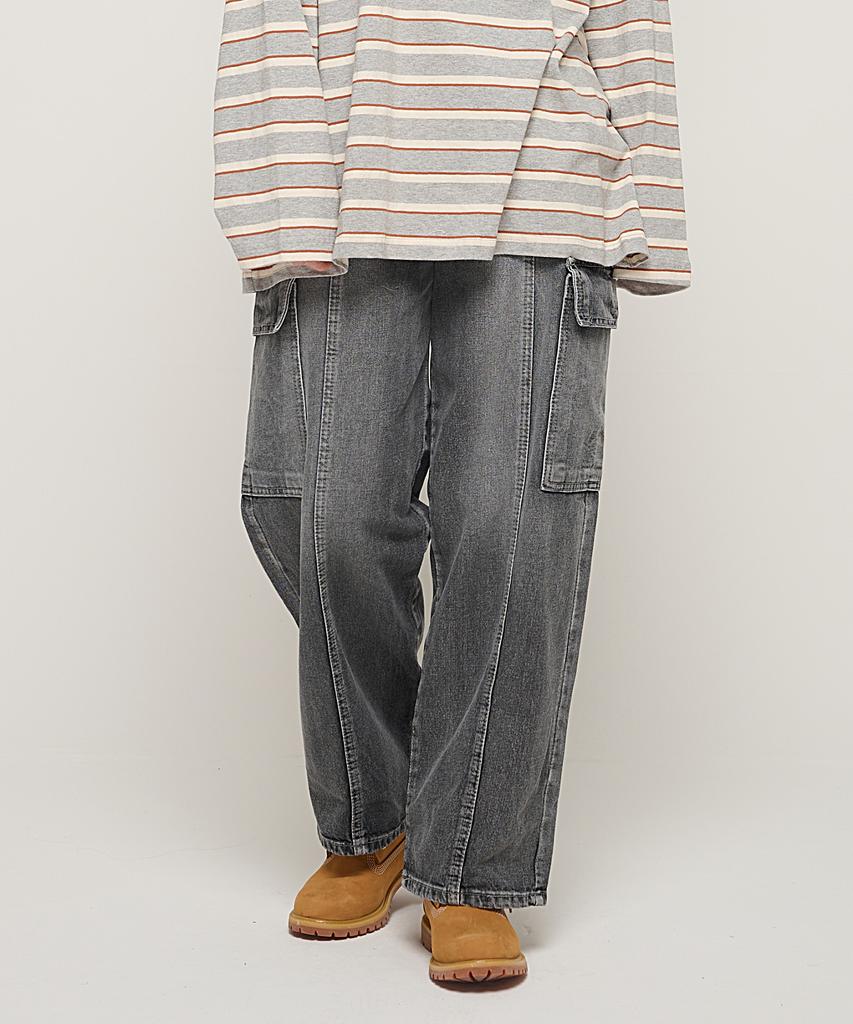 CARGOBROS FOR WOMAN Work Washed Denim Cargo Pants (Dark Denim)