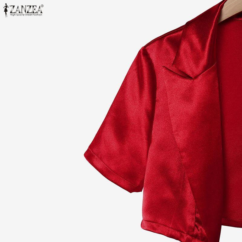 ZANZEA Women Short Sleeve Cardigan Tops and Sleeveless Dress Summer Two Piece Suit Sets
