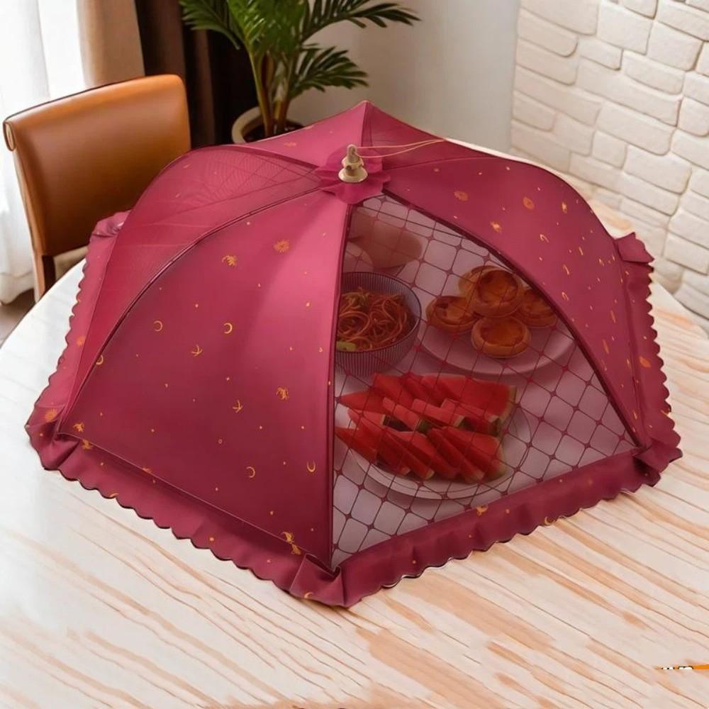 Umbrella Shape Food Cover Breathable Mesh Dining Table Dish Tent Pop-Up Mesh Screen Kitchen Use