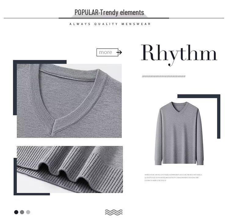Autumn/Winter 2025 Men's High-Quality Wool V-Neck Sweater - Casual, Solid Color, Comfortable Base Layer Top.