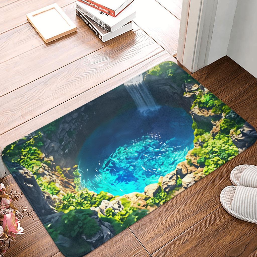 3D Visual Illusion Deep Pit Trap Front Floor Door Entrance Mat Indoor  Kitchen Bath Doormat Bedroom Carpet Rug