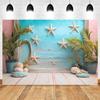 Summer Beach Photography Backdrop Hawaiian Pink Tropical Ocean Seaside Surfboard Kids Birthday Holiday Party Photo Background