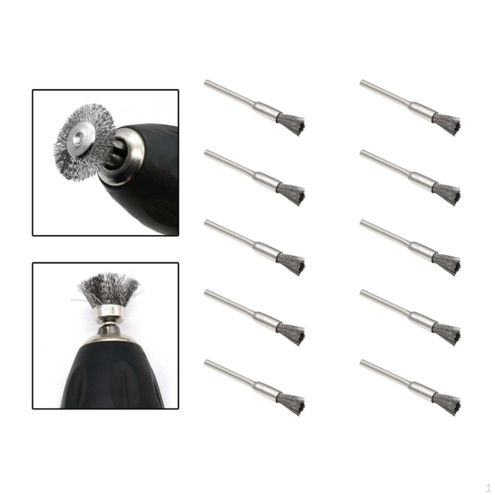 

10 шт. стальных проволочных щеток для дрели, насадка для небольшого использования в машине, вращающийся инструмент, аксессуары для покраски End Brush