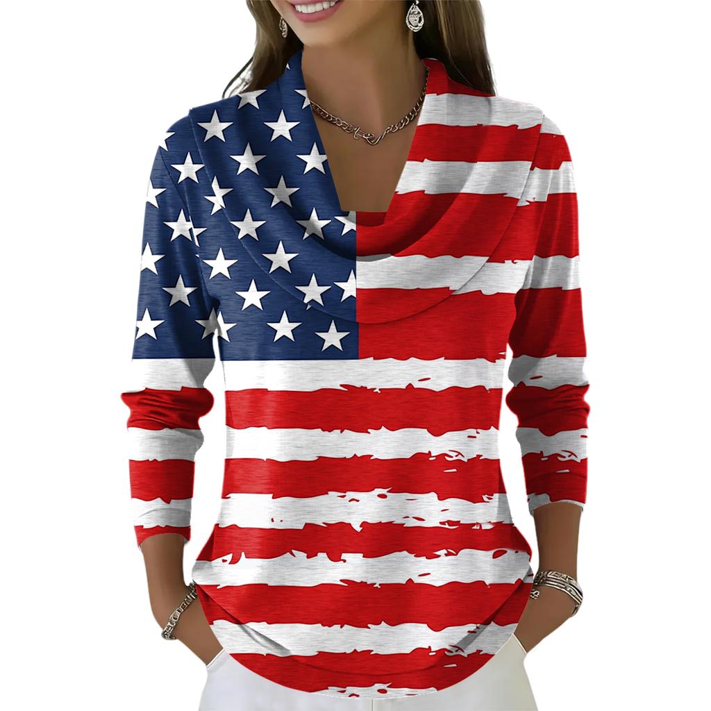 Women's Casual And Fashionable Round Neck Long Sleeved Printed Top Sweater