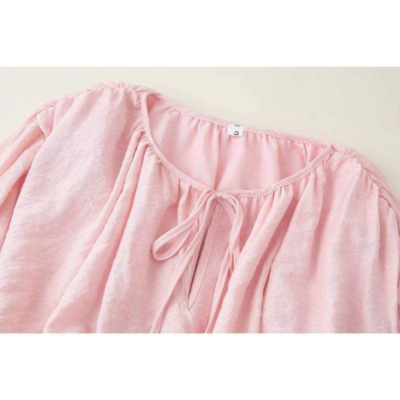 Kaslead New Women Clothes Western Style Fashion Sweet Casual Lace-up Flower Decoration Dress