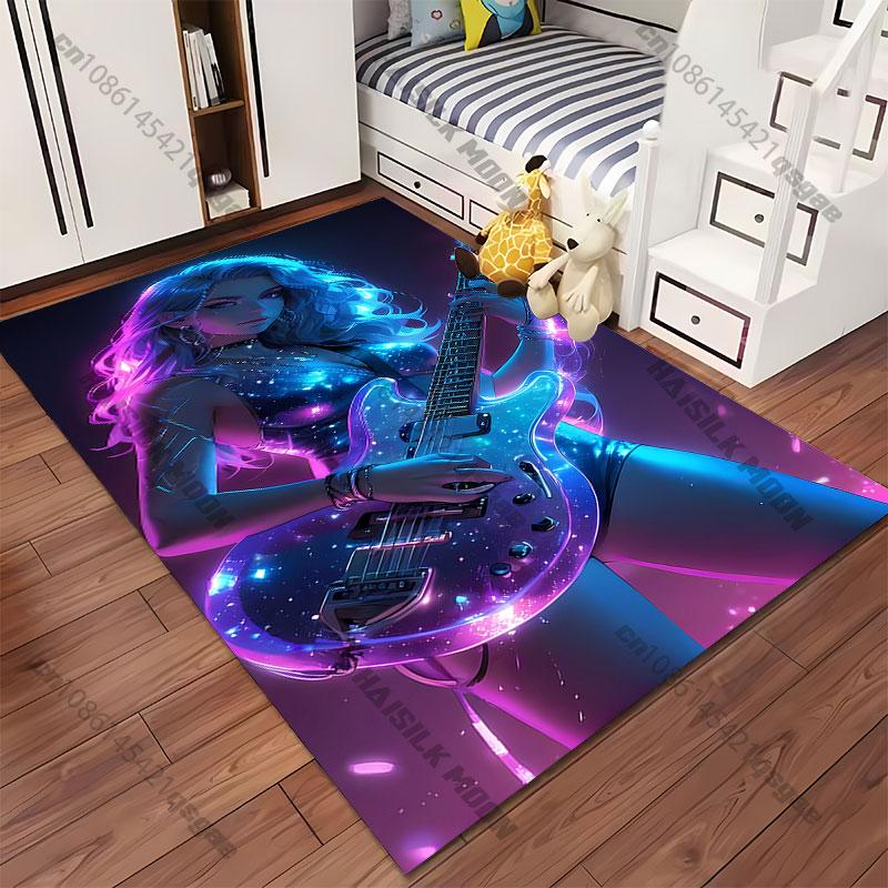 Cosmic music electric guitar vibes carpet Yoga living room room decor children's crawling mat doormat area rug games mat