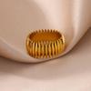 Gothic Stripe Rings for Women Stainless Steel Gold Color Ring Vintage Couple Band Aesthetic Jewelry Finger Accessories anillos