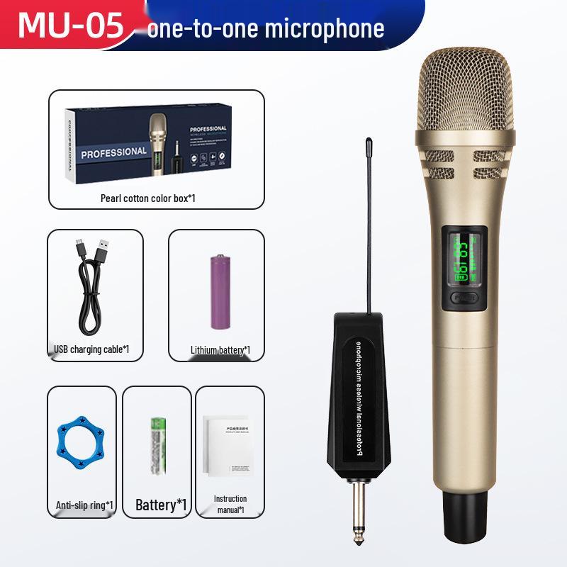UHF Dual Wireless Microphone for Home Live Performance, Rechargeable with High-Quality Sound