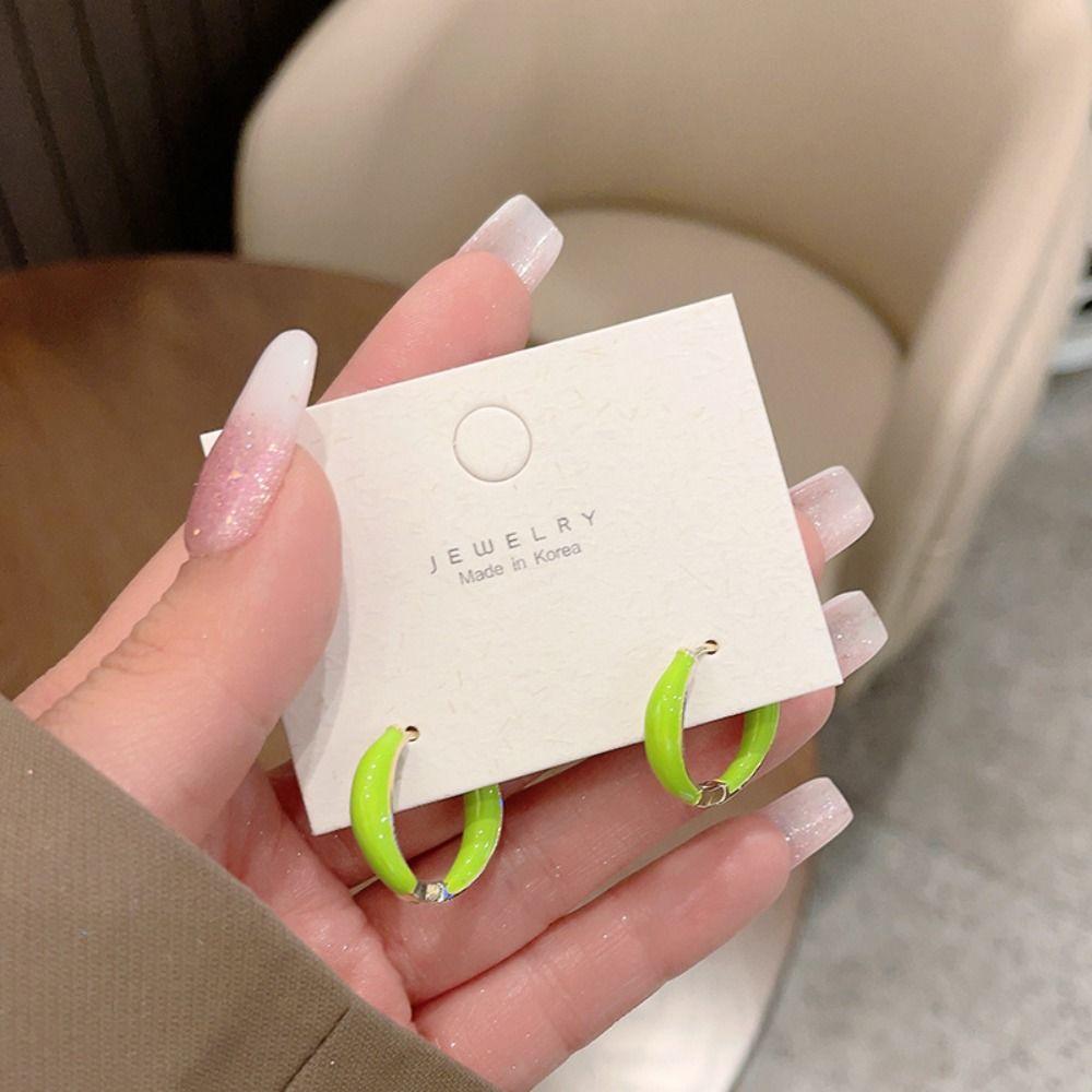 Zinc Zinc Alloy Enamel Hoop Earrings Circle Hoop Ear Buckle Vintage Dripping Oil Earring  Party