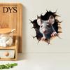 Easy to Apply Window Cling Grey Mouse Peeking Wall Decal, 3D Hole Effect Sticker, Removable Creative Perspective Home Decor PVC Art for Living