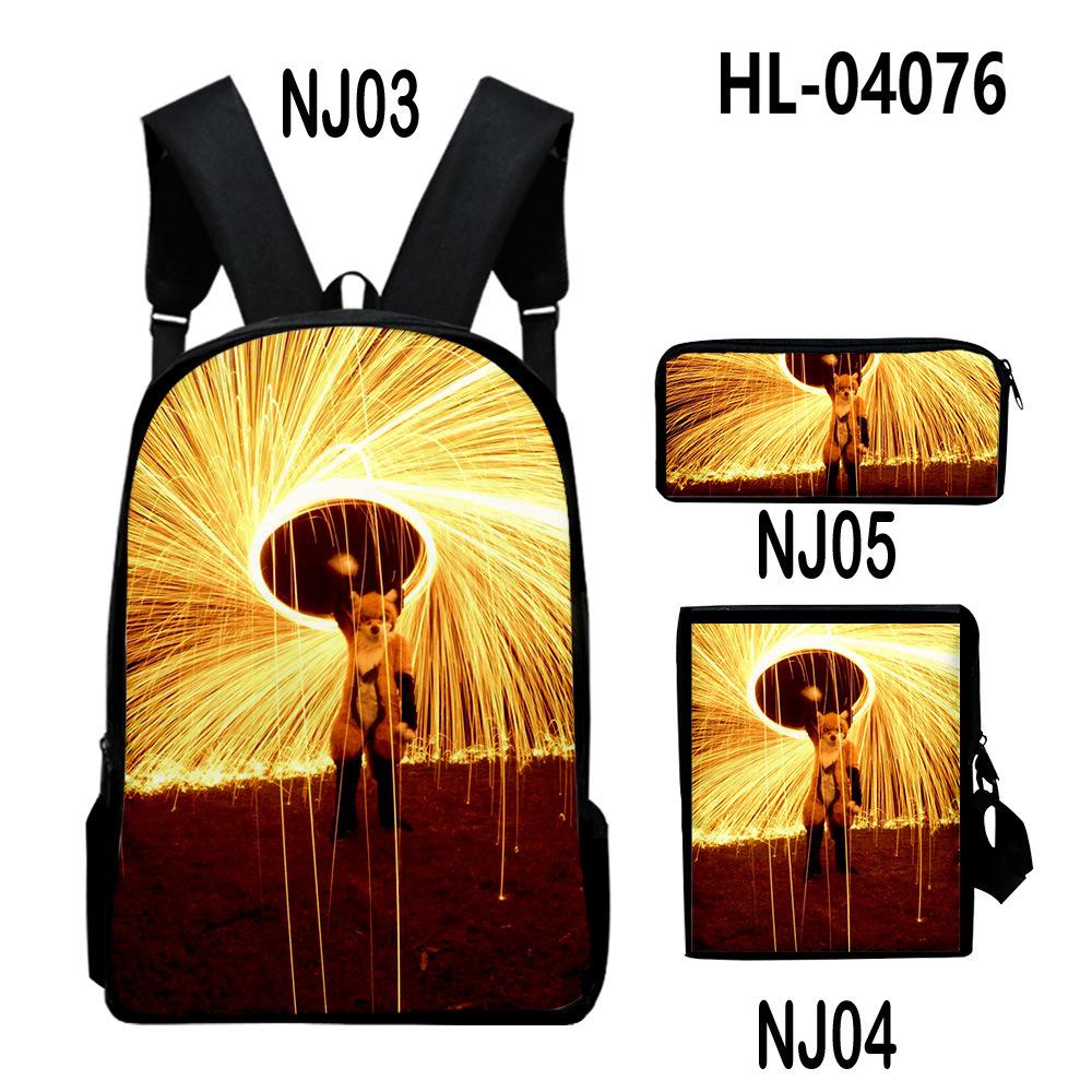 Iconic Distinctive Black Rock Shooter 3D Design 3pcs/Set Learner Bags Everyday Laptop Everyday Backpack Sling Carry Tote Pencil Pouch