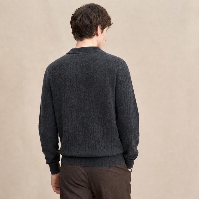 JOW Men's Silk-Cashmere Blend Striped Polo Knit Sweater