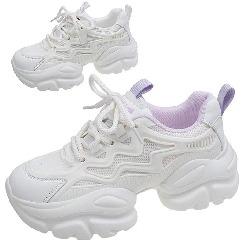 Platform Ladies Classic Luxary Women's Shoes Casual Sneakers Non-slip Chunky Sneakers Mid Heel Pumps Breathable Mesh Shoes
