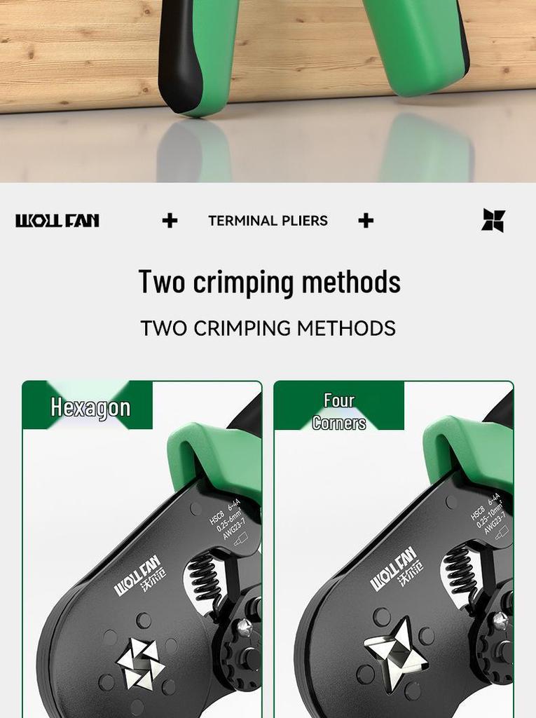 Needle-type Tube Terminal Crimping Pliers, Multi-functional Four-sided Cold Press for Electricians