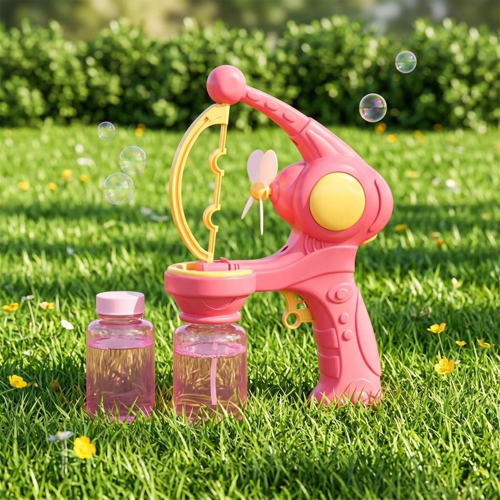 Automatic Bubble Gun Toy with 130ml Capacity Large and Small Bubble Production Electric Bubble Blower for Outdoor Family Interaction Play