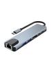 6 In 1 TYPE-C To HDMI+USB3.0+2.0+RJ45 100M+PD+Data Interface Hub Adapter Dock