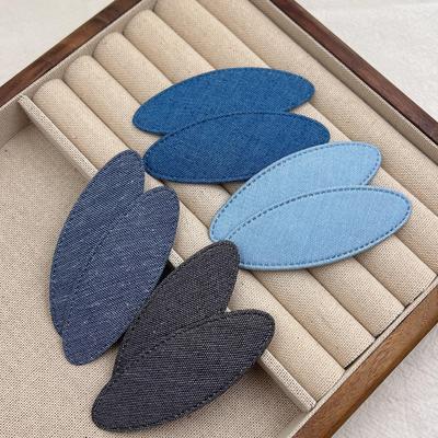 Koreanischer blauer Denim ovaler Haarclip - Modisch und schlicht zum Stylen von Pony und krausem Haar