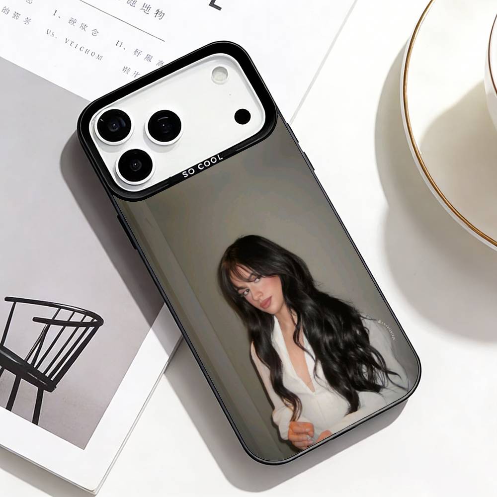C-Camila C-Cabello Trendiges Style Handyhülle Für iPhone17,16,15,14,13,12,Pro Max Schwarzfarbene Silberbeschichtete Innenseite