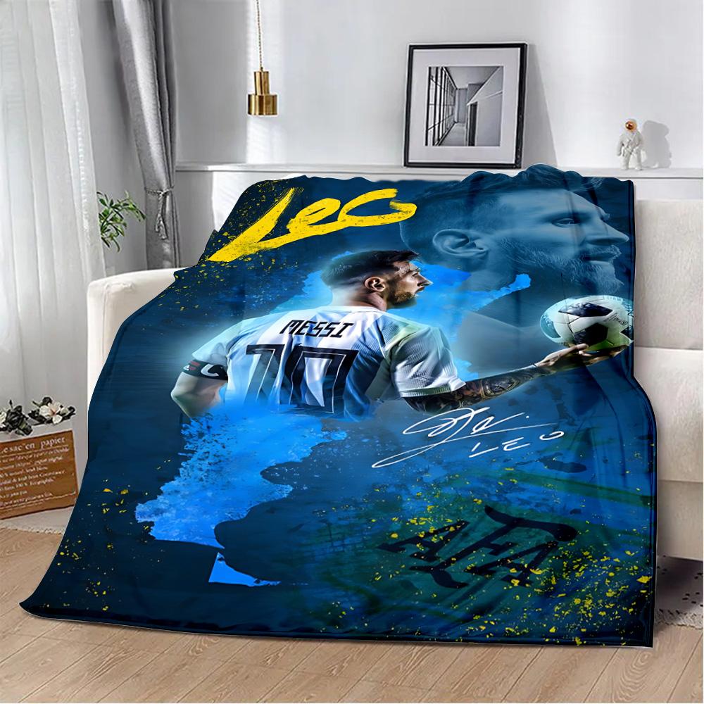 Football Star Printed Blanket Picnic Blankets Warm Blanket Soft and M-messis Comfortable Blanket Home Travel Birthday Gift