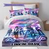 Name Benutzerdefiniertes Linkin Park Muster Bettwäscheset Bettbezug Kissenbezug Heimdekoration Geschenk (1 Bettbezug + 2 Kissenbezüge, ohne Füllung)