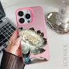 Luxury Lotus Flower Anti-drop Armour Case For iPhone 16 Pro Max 15 14 13 12 11 Pro XR XS X 7 8 Plus Lens protect plating Cover