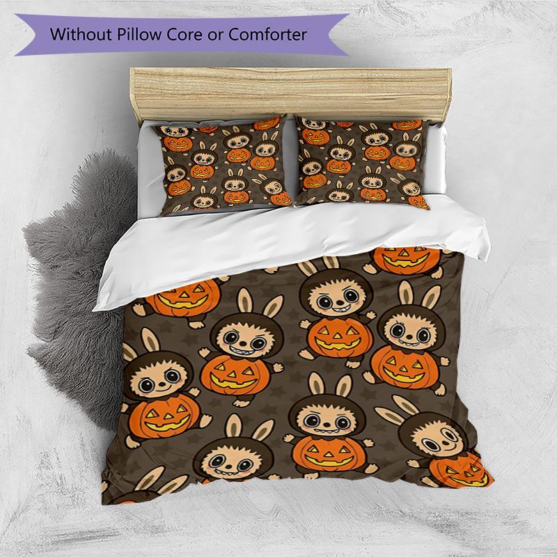3pcs Duvet Cover Set (1*Duvet Cover + 2*Pillowcase, Without Core), Labubu Print Bedding Set, Bedroom Decor, All‑Season, Birthday Gift