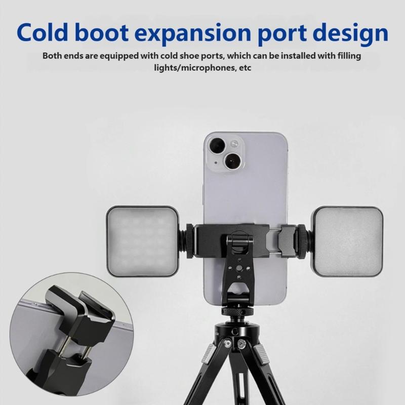 Universal Cold Shoe Phone Holder Adjustable 360 Rotations Metal Brackets Simple Installs Suitable for Mobile Devices