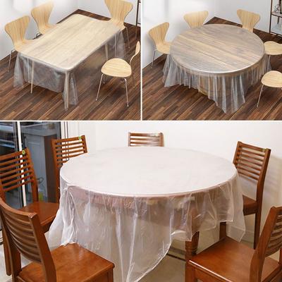 10Pcs Thin Nylon Disposable Tablecloth PE Waterproof Banquet Tablecloth Round Table Tablecloth