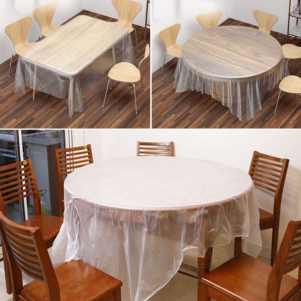 

10Pcs PE Banquet Tablecloth Round Table Tablecloth for Picnics Outdoors Wedding Guest Reception 160x160cm