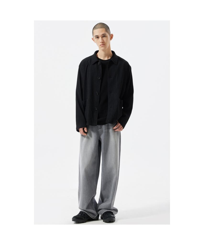 Customellow Black Pleats Work Jacket Cwjam25433Bkx