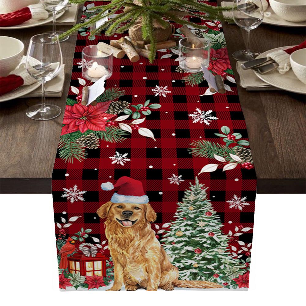 Red Buffalo Plaid Farmhouse Table Runner: Christmas Truck Design for Dining Table Décor
