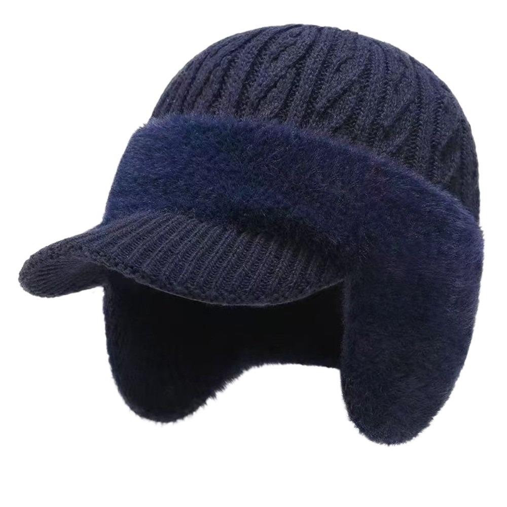 Warm Baseball Knitted Cap Thickened Knitted Peaked Hat Ear Protective Ear Protector Cap Winter