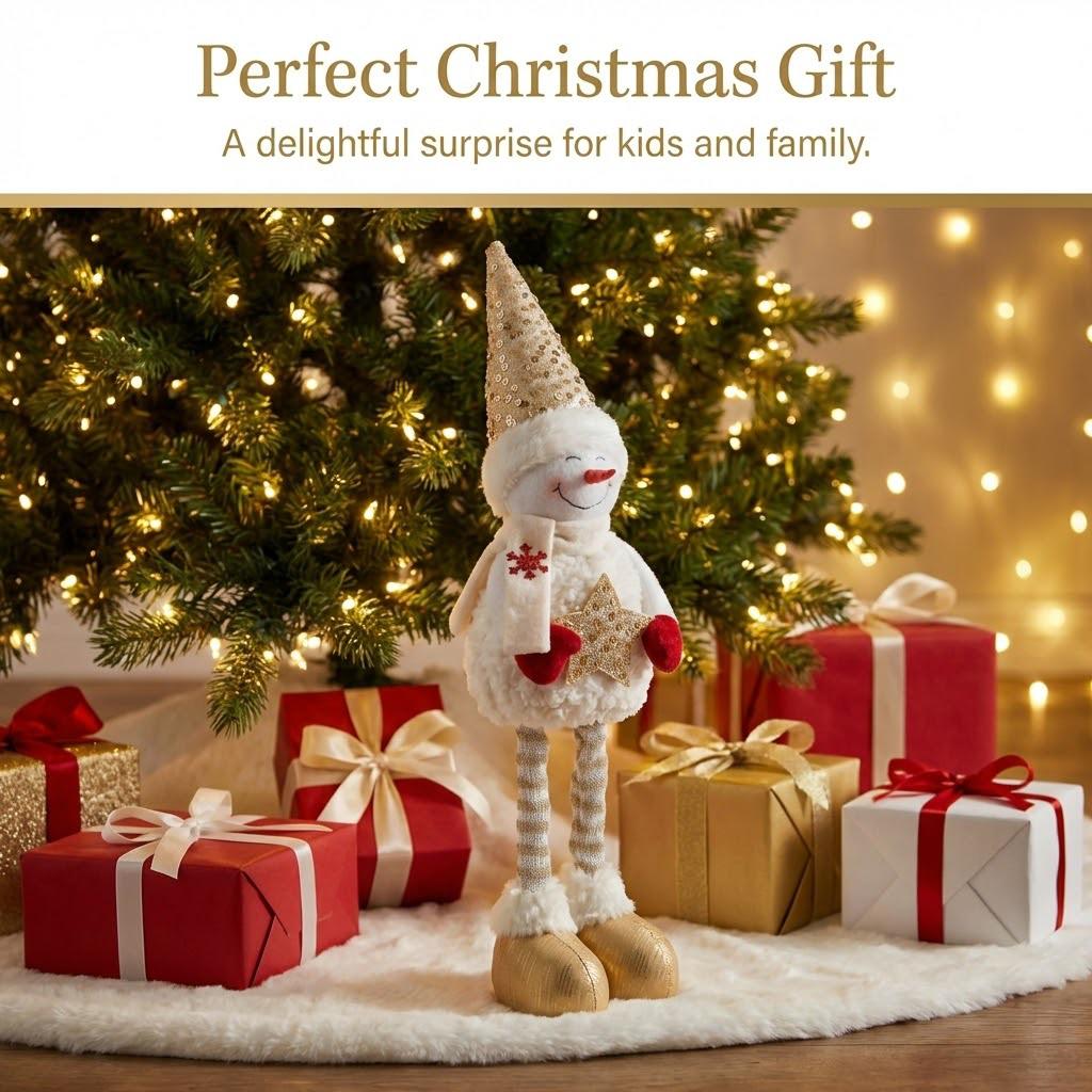 Christmas Sequin Retractable Snowman Figurine Ornament