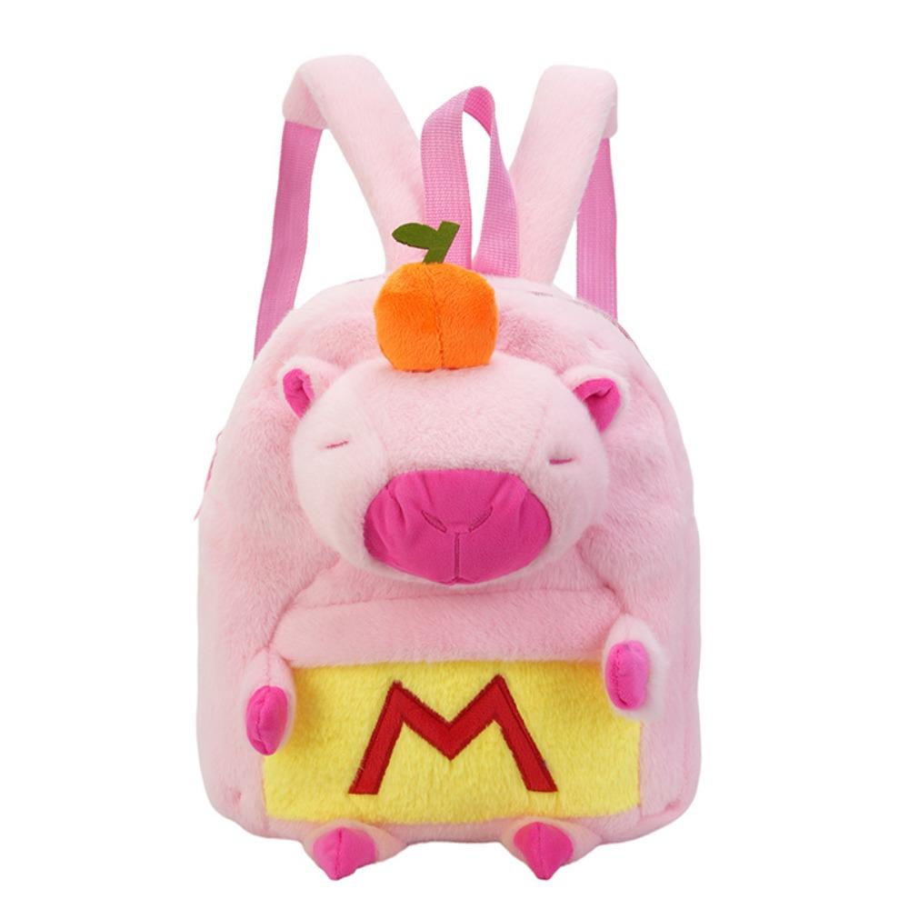 Large Capacity Student School Bag Cartoon Plush Capybara Doll Bag Shoulder Schoolbag  for Kids Gift