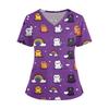 Women's Fashion V-Neck Short Sleeve Overalls With Pockets  Print Tops  Clothes
