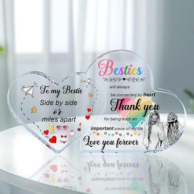 Presente de Aniversário para Irmã - Placa de Acrílico com Design de Coração e "Para Minha Melhor Amiga", Decoração de Mesa para Irmãs Adultas, Ação de Graças, Natal, Casamento