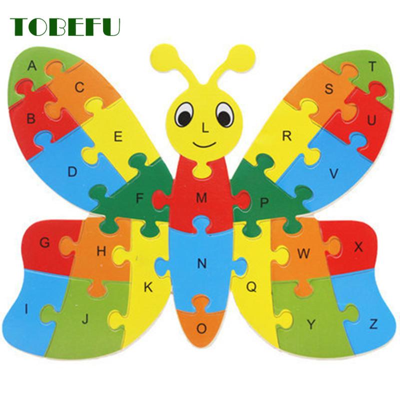 English Letter Building Block Wood Animal Jigsaw Puzzle Children Cognition Intelligence Toy For Toddlers Early Educational Gifts