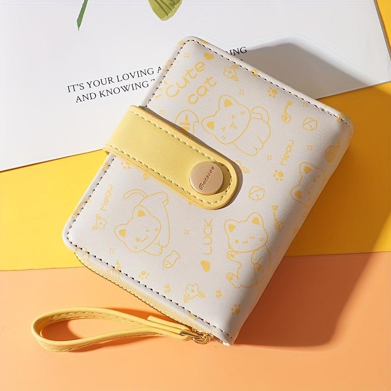 Cat Pattern Short Wallet  Clutch Sweet Coin Purse  Mini Women'S Credit Card Purse
